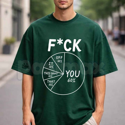 No F*cks Given Pie Chart T-Shirt – Funny Sarcastic Data Quote Unisex Cotton Graphic Tee