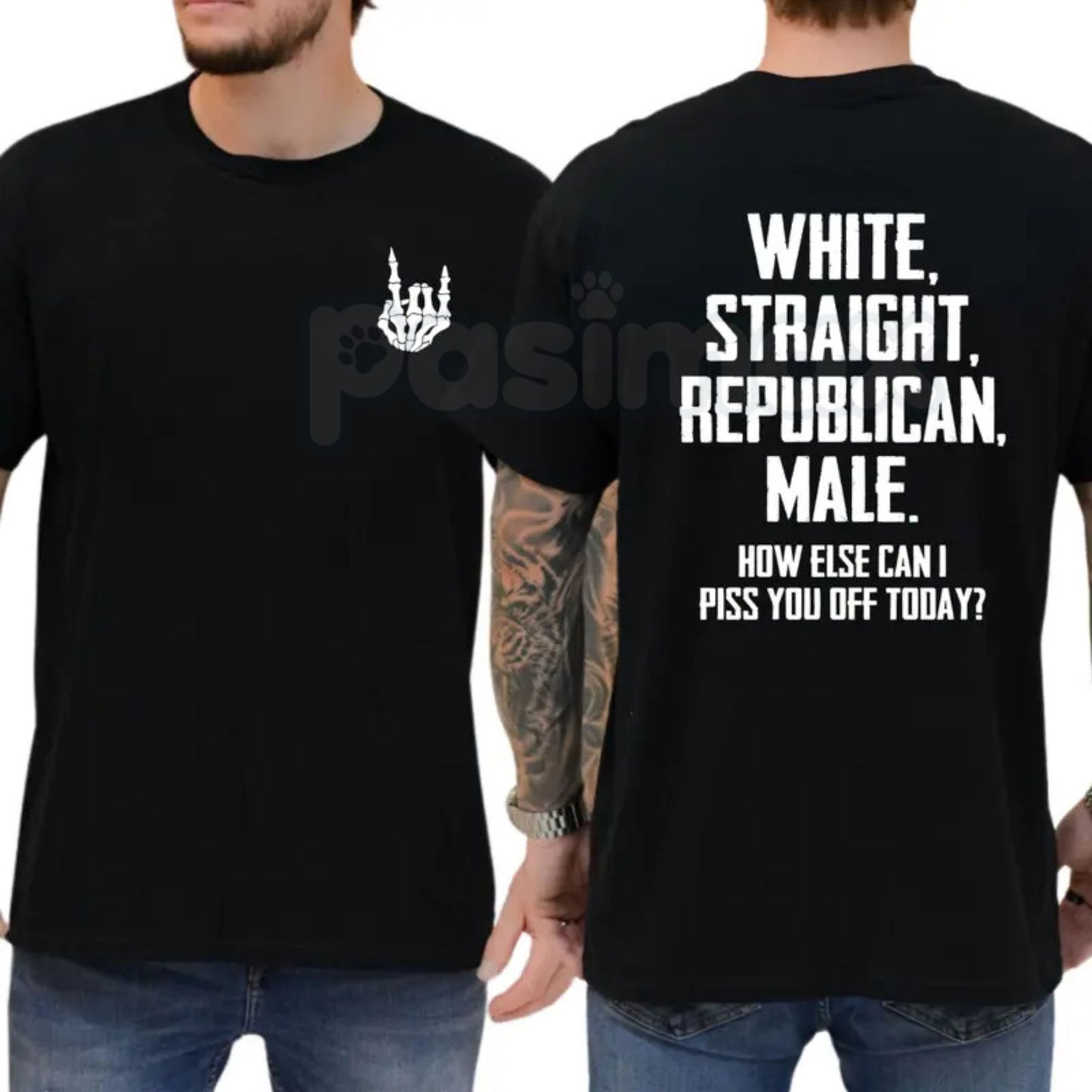 "White Straight Republican Male" T-Shirt – Bold Identity Graphic Tee, Premium 100% Cotton Conservative Menswear, Soft Lived-In Heavyweight Statement Shirt, Made in USA