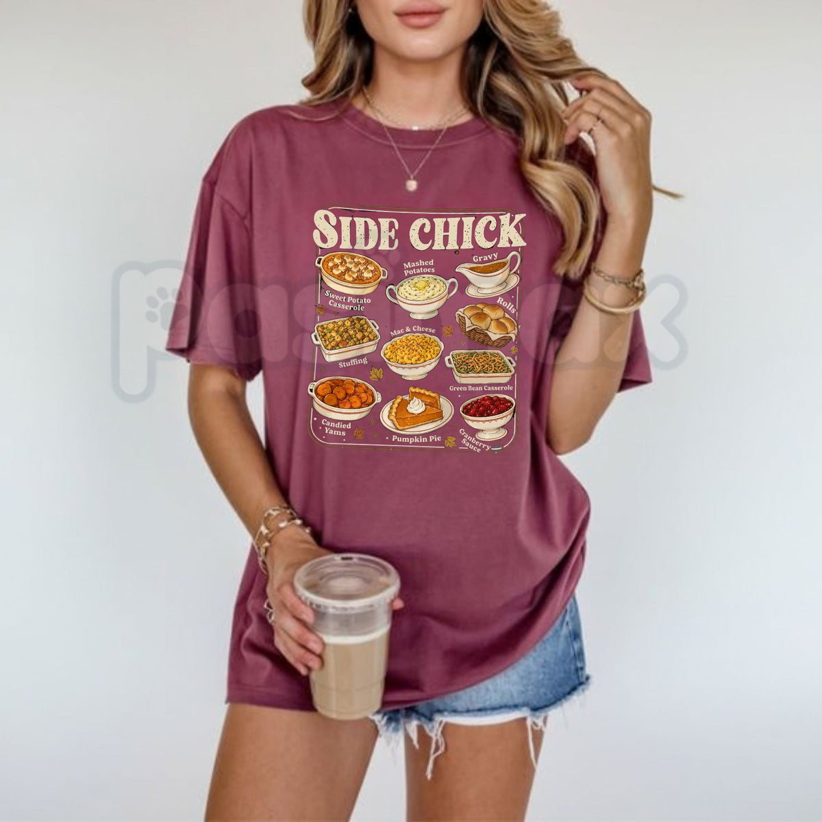 Comfort Colors® Side Chick Thanksgiving T-Shirt – Funny Side Dish Graphic Tee, Holiday Foodie Unisex Top & Friendsgiving Gift