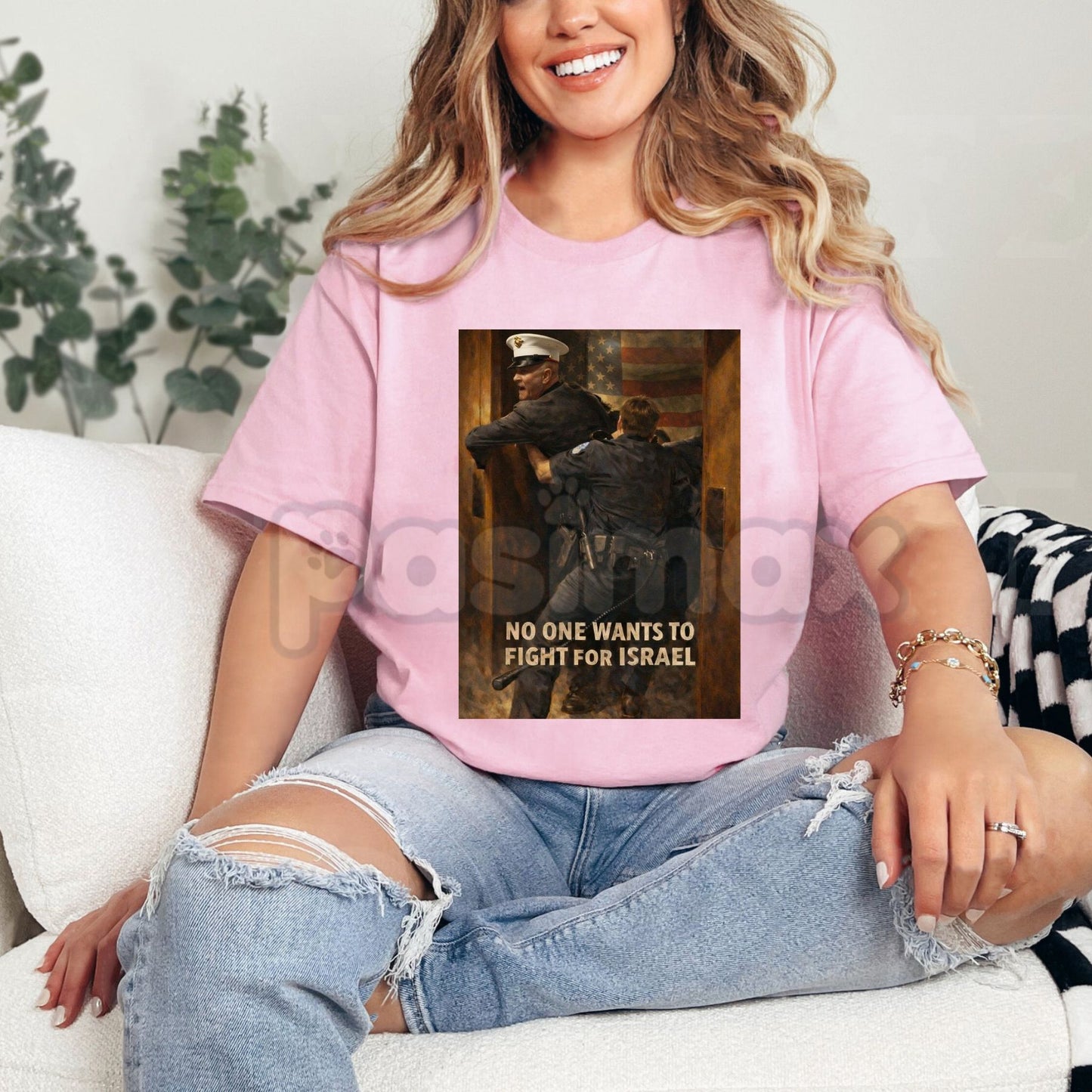 "No One Wants To Fight For Israel" Graphic T-Shirt - Anti-War Political Statement Tee, Premium 100% Cotton Activism Top, Socially Conscious Geopolitical Shirt, Modern Protest Movement Apparel, Soft Lived-In Minimalist Statement Fashion