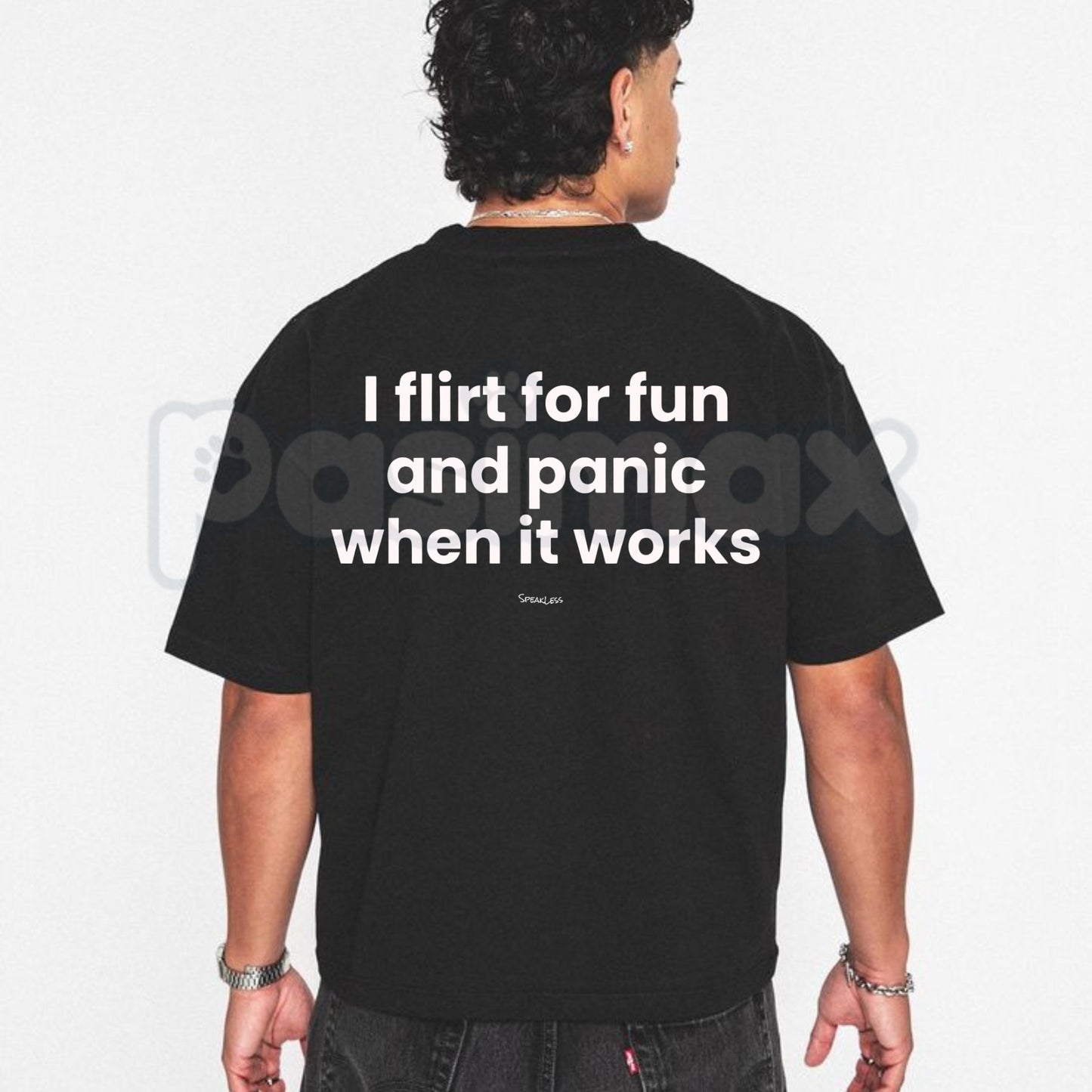 Funny "I Flirt For Fun And Panic When It Works" T-Shirt – Sarcastic Introvert Social Anxiety Novelty Quote Graphic Tee