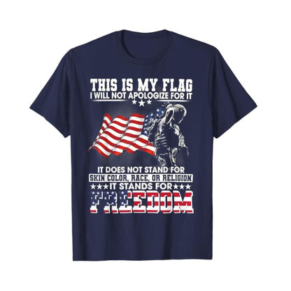 Vintage American Flag & Soldier T-Shirt - Patriotic Military Print Tee, Unisex US Veteran Apparel