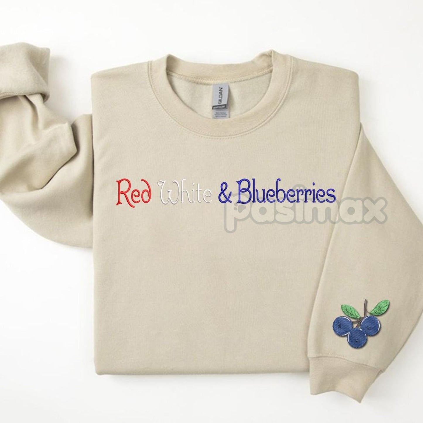Red, White & Blueberries Embroidered Sweatshirt – Patriotic Crewneck