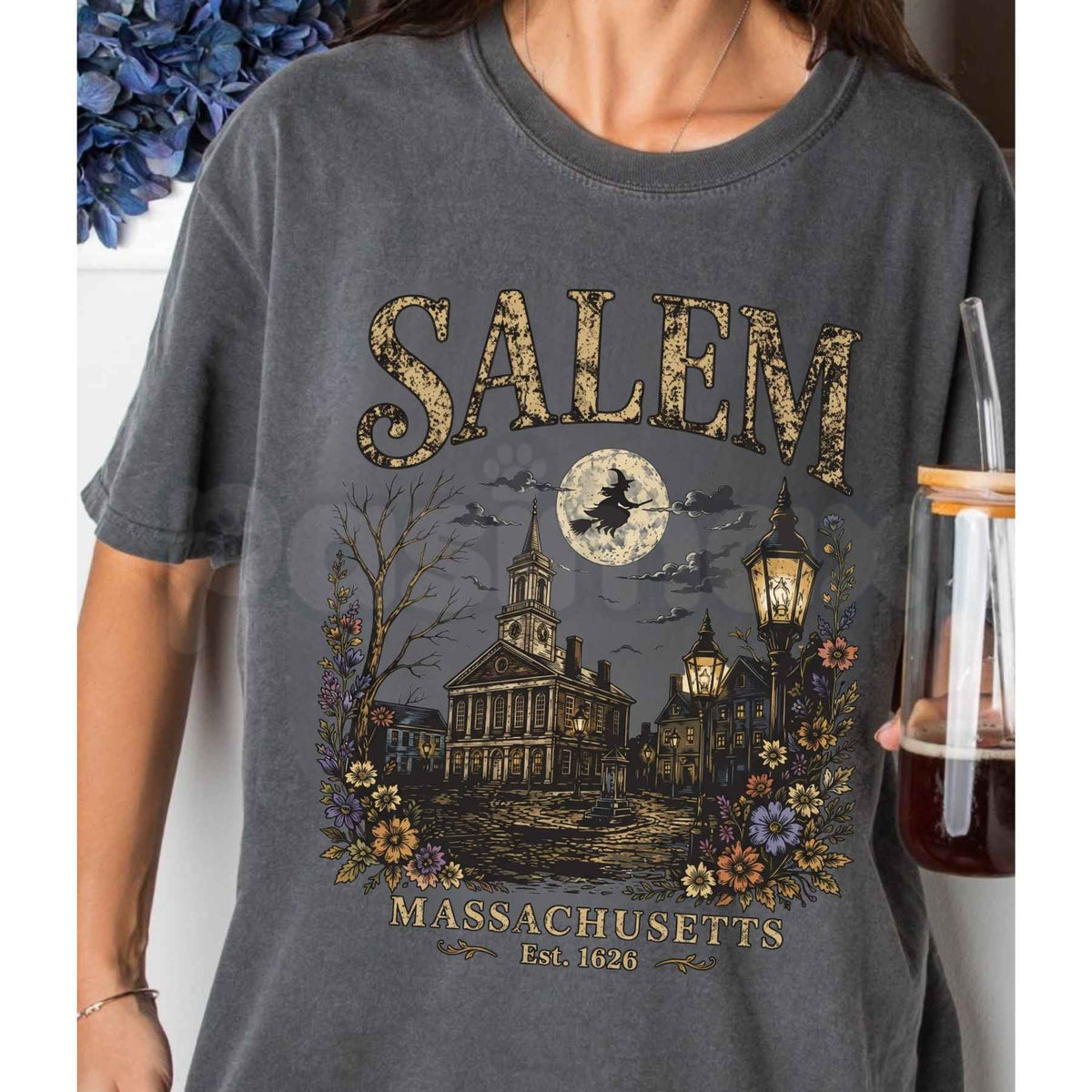 Comfort Colors® Salem Massachusetts T-Shirt – Vintage Witch City Halloween Graphic Tee, Historic Spooky Season Unisex Top
