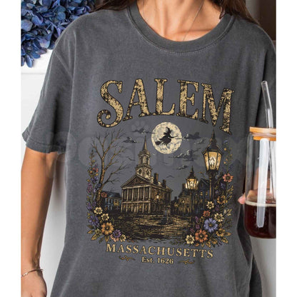 Comfort Colors® Salem Massachusetts T-Shirt – Vintage Witch City Halloween Graphic Tee, Historic Spooky Season Unisex Top