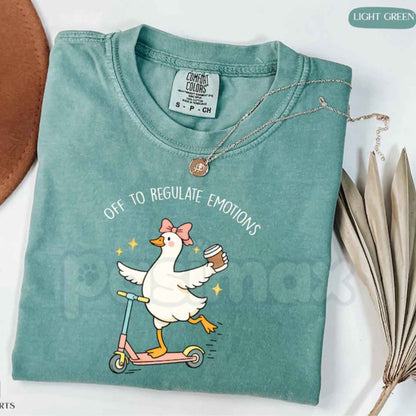 Comfort Colors® "Off To Regulate Emotions" T-Shirt – Silly Goose Mental Health Graphic Tee, Teacher-Friendly Aesthetic Unisex Top