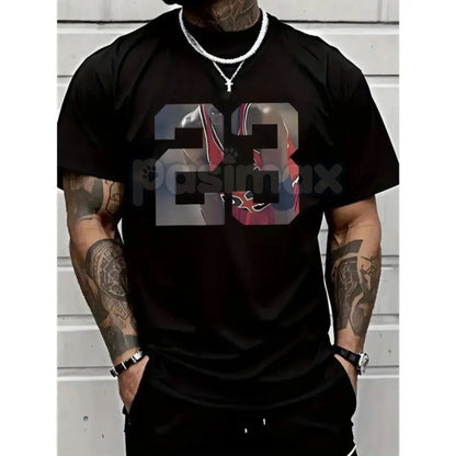 Men's '23' Graphic Printed T-Shirt - Casual Short-Sleeved Round Neck Tee, Year and Jersey Number Streetwear