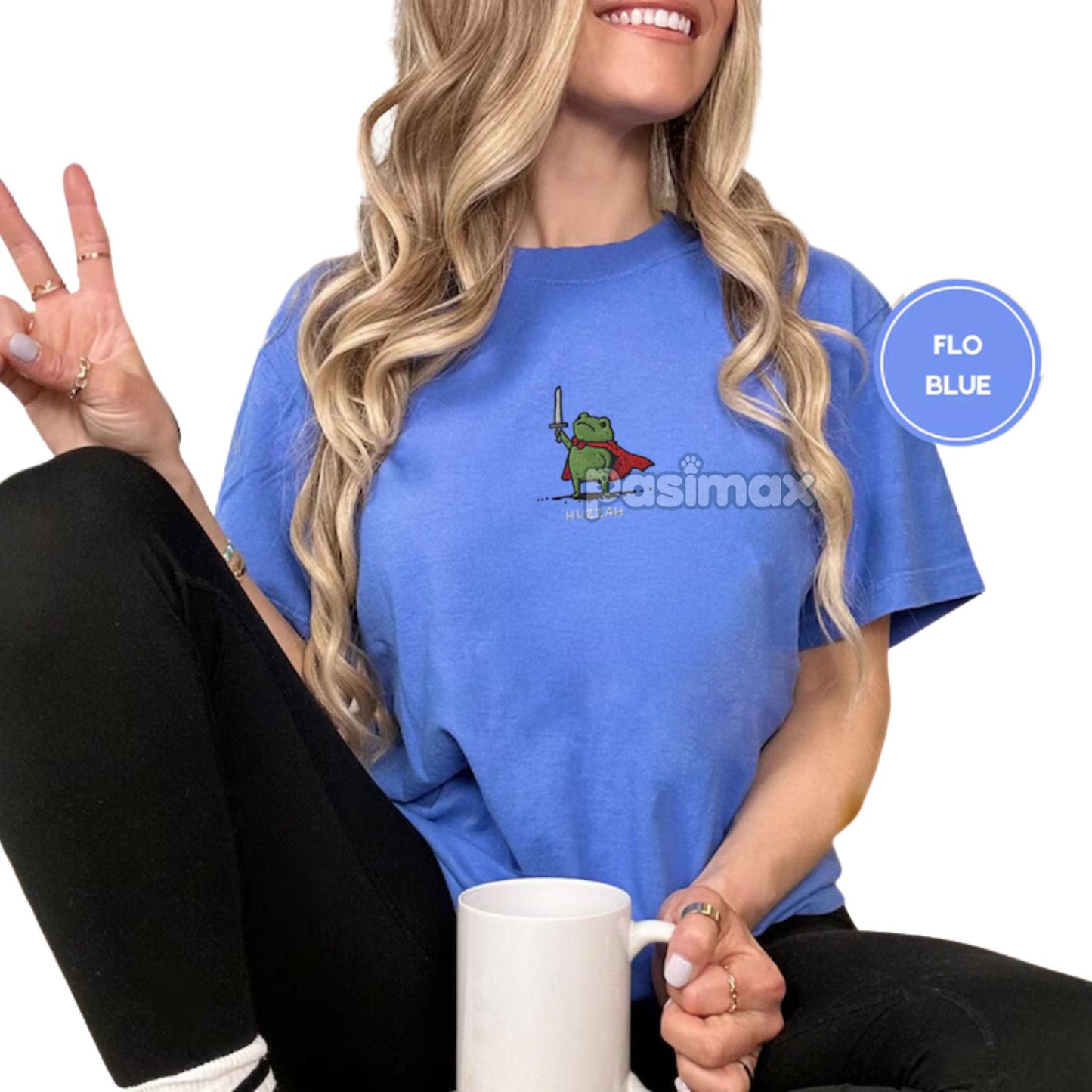 Medieval Frog Knight Comfort Colors T-Shirt – Embroidered Whimsical Fantasy Tee