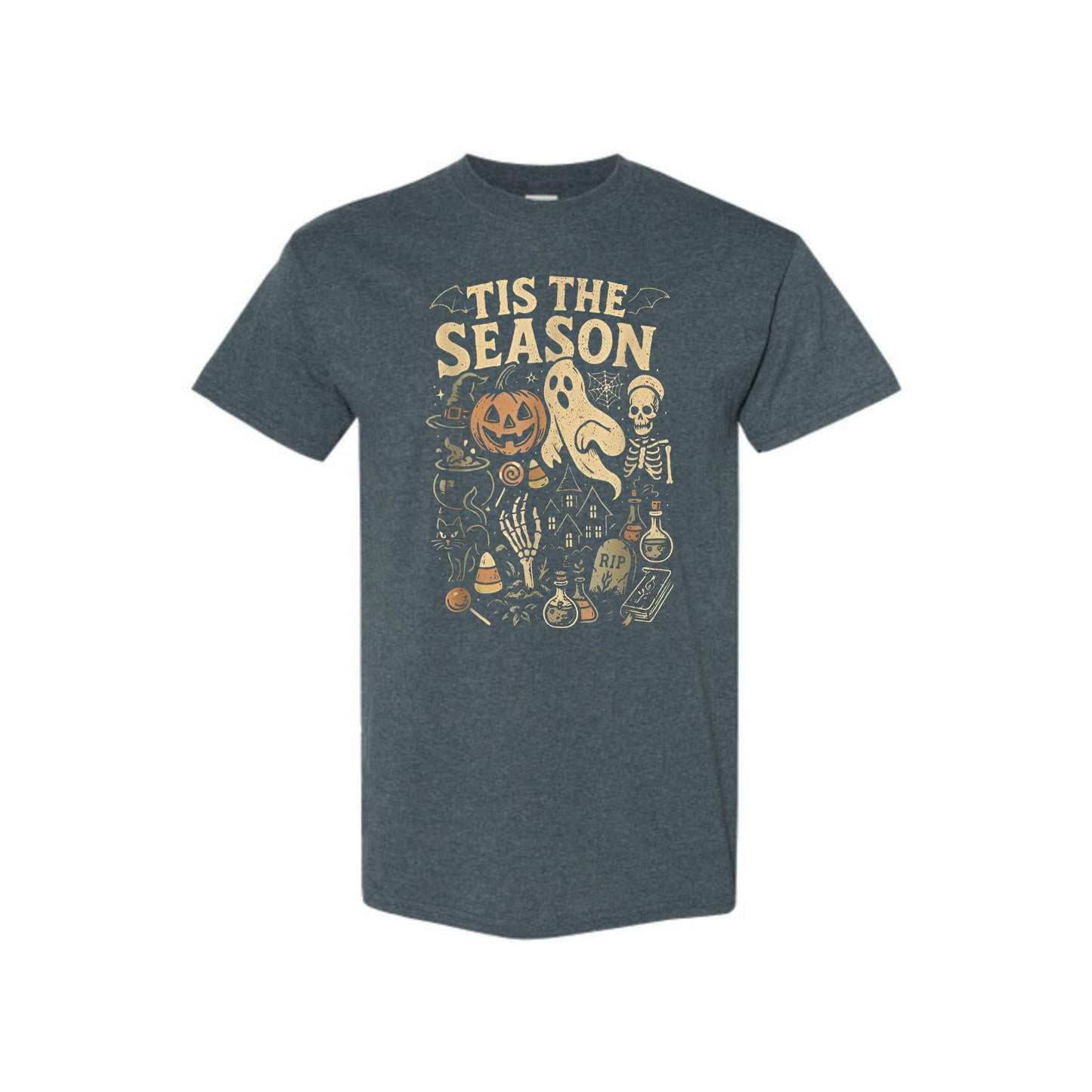 Spooky Season Vibes T-Shirt – Halloween Comfort Colors Shirt, Retro Fall Tee, Tis The Season Outfit, Cute Autumn Graphic Top