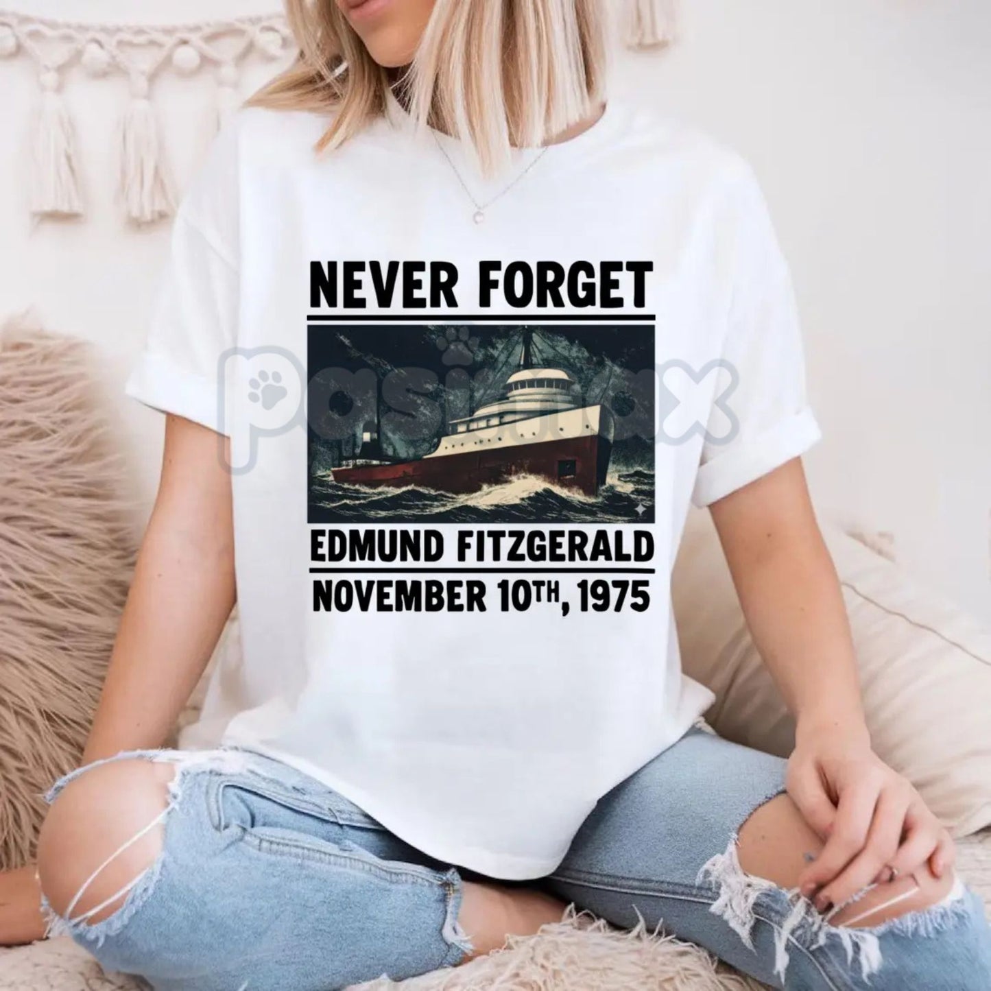 SS Edmund Fitzgerald Memorial Comfort Colors® T-Shirt – Great Lakes Tribute Shirt, Vintage Shipwreck History Tee