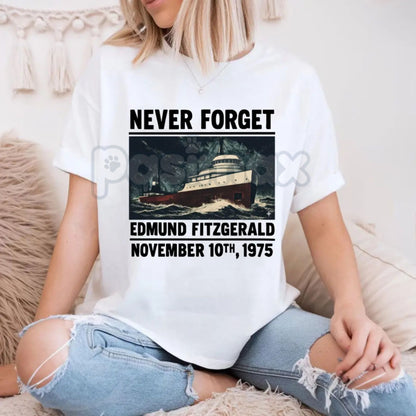 SS Edmund Fitzgerald Memorial Comfort Colors® T-Shirt – Great Lakes Tribute Shirt, Vintage Shipwreck History Tee