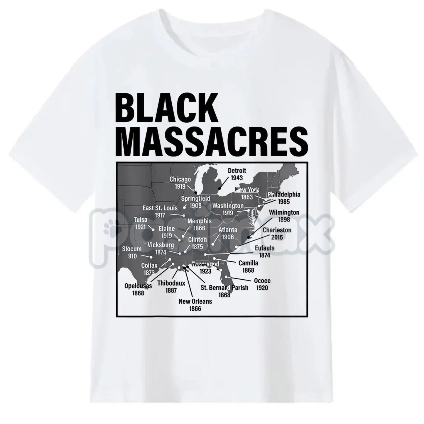 Black Massacres History Map T-Shirt - African American Struggle Awareness Tee, Hidden US History Graphic Shirt, Social Justice Memorial Apparel, Black Excellence & Resilience Education Top