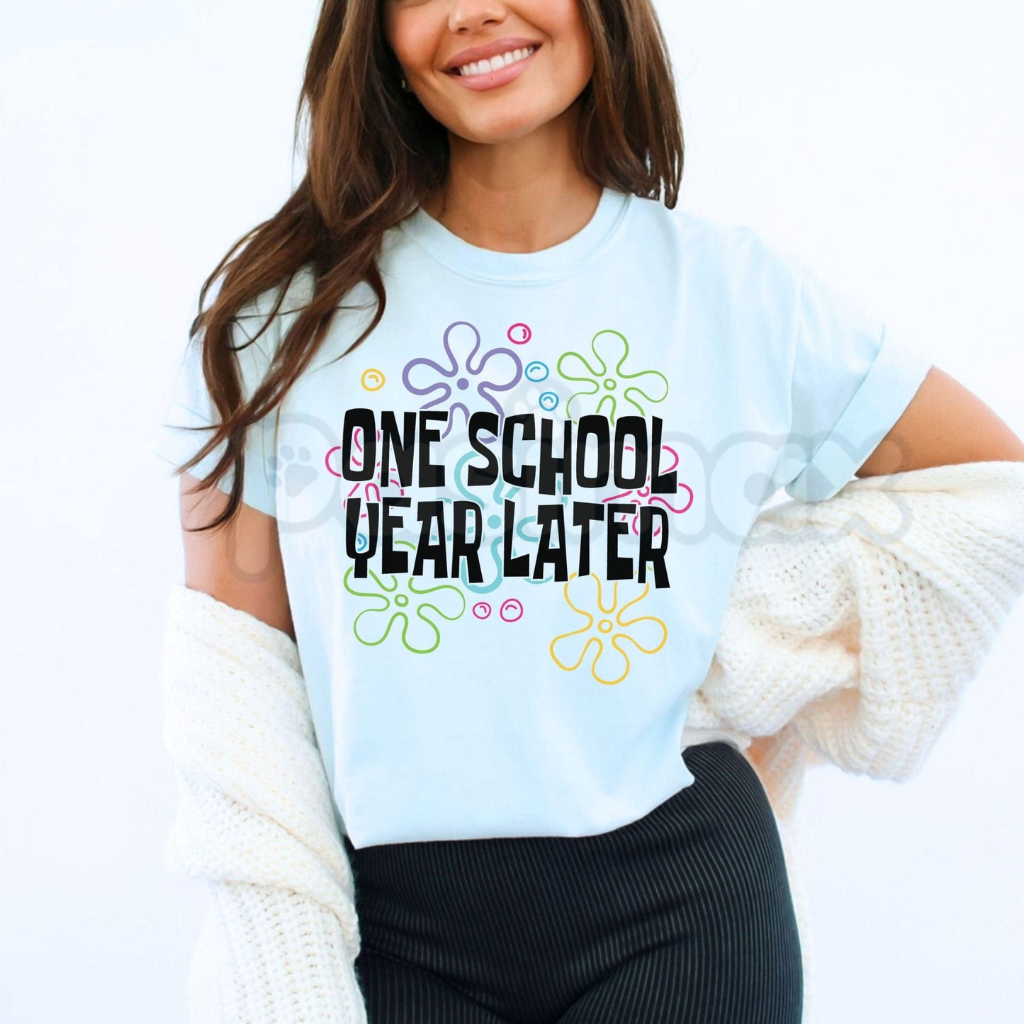Comfort Colors® One School Year Later Teacher T-Shirt – Funny End of Year Graphic Tee, Sarcastic Last Day of School Shirt, Schools Out For Summer Top