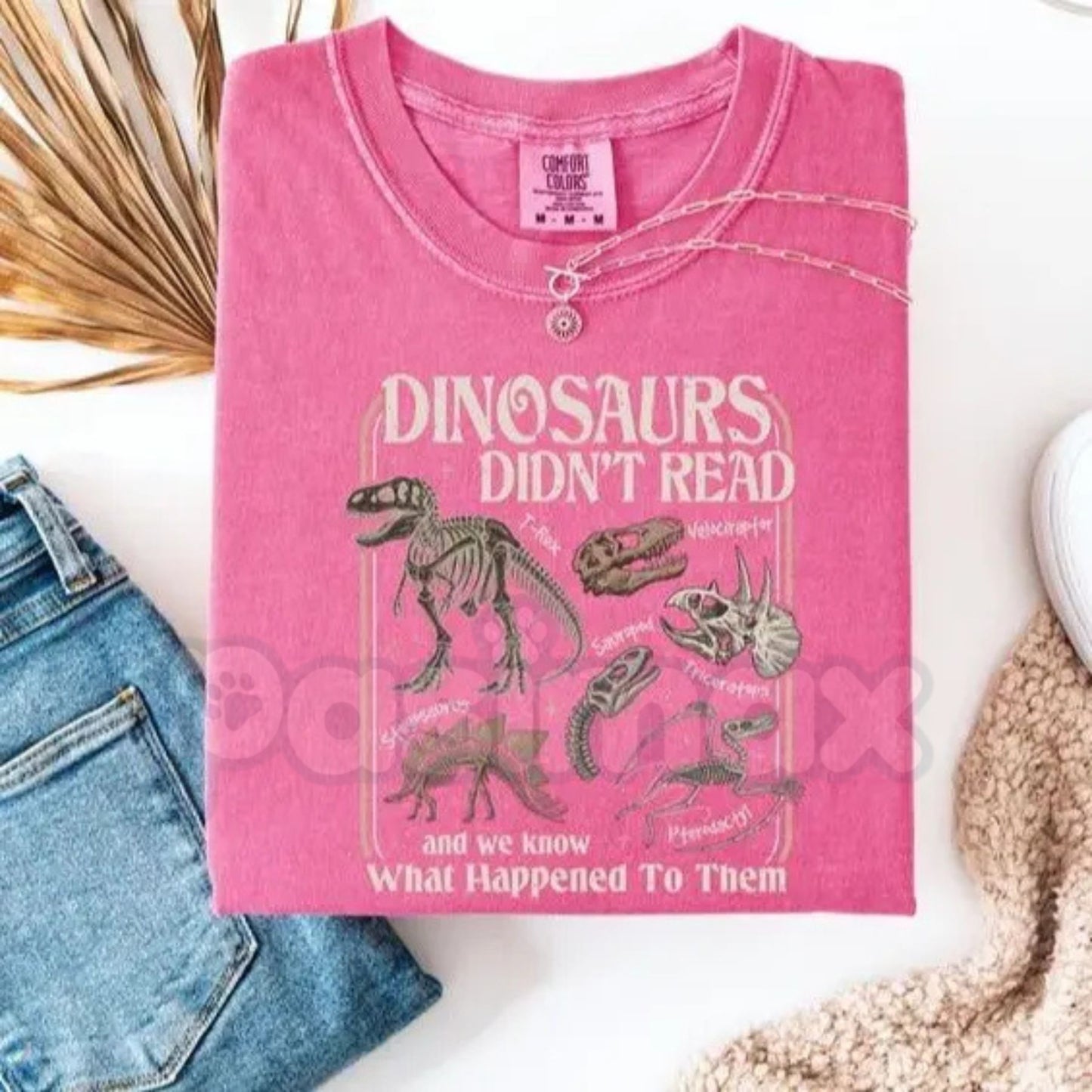 Comfort Colors® "Dinosaurs Didn't Read" T-Shirt – Funny Librarian Literacy Tee, Retro Book Lover Graphic Shirt, Cute Teacher Bookish Gift