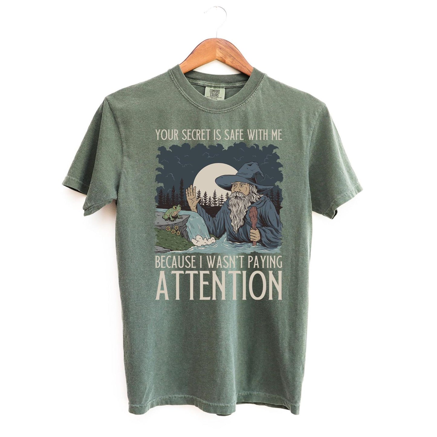 Your Secret Is Safe With Me T-Shirt – Wizard Graphic Comfort Colors Tee, Funny Fantasy Shirt, Magical Sarcasm Top, D&D & RPG Gift