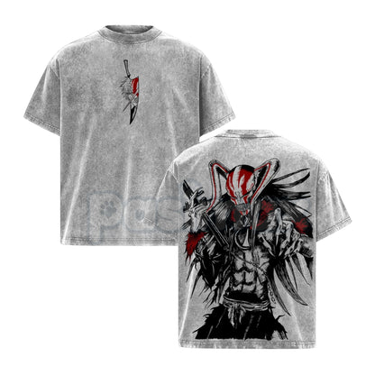Ichigo Hollow Vintage Washed T-Shirt – Bleach Manga Character Graphic Tee, Retro Oversized Anime Streetwear