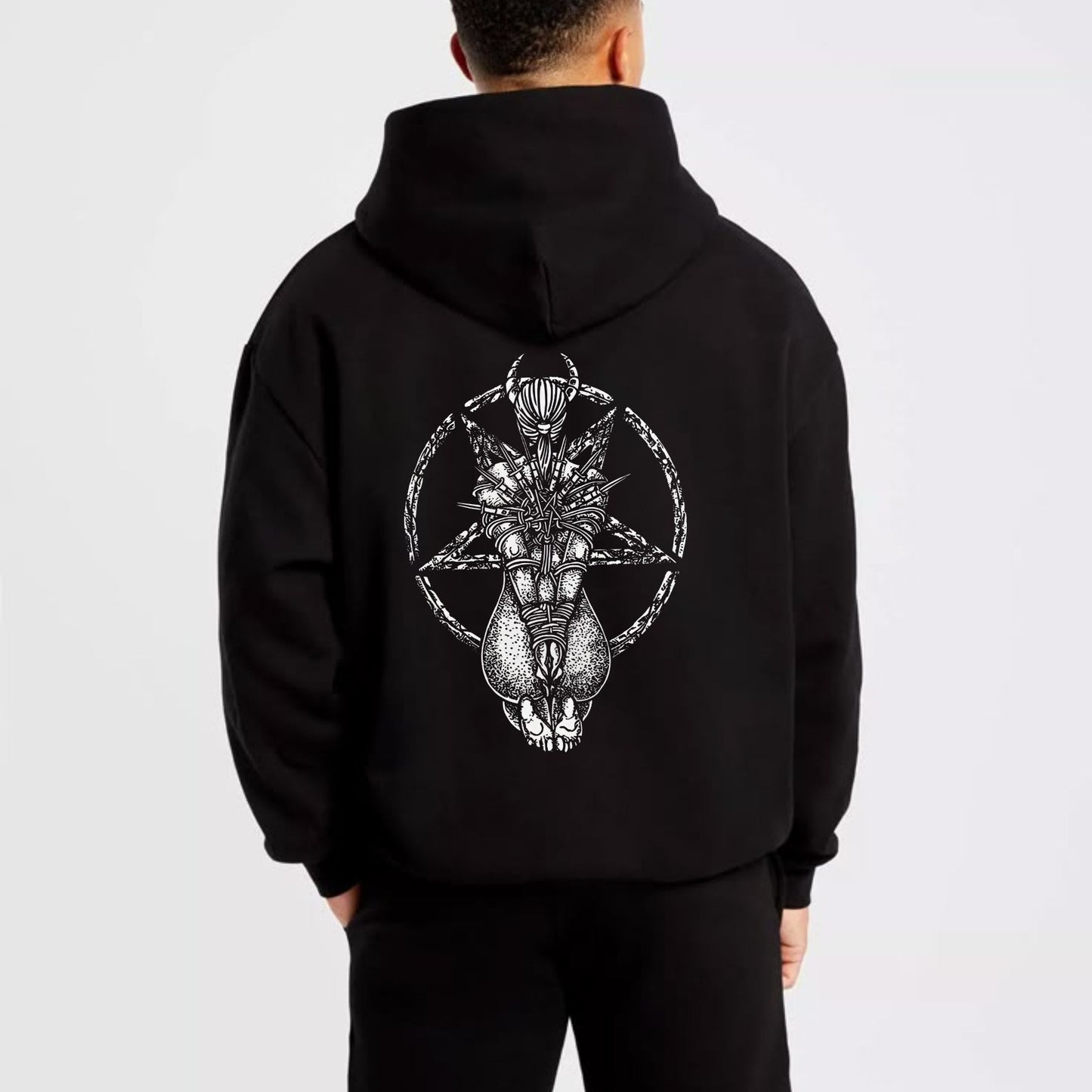 Goat Skull Pentagram Occult Hoodie – Gothic & Pagan Apparel, Mystical Pullover, Witchy Gift
