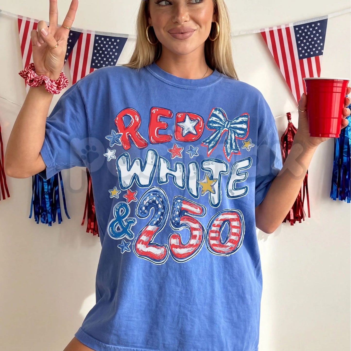 Comfort Colors® USA 250th Anniversary T-Shirt – Red, White, and 250 Tee, Semiquincentennial American Flag Shirt, Vintage 4th of July Graphic Top