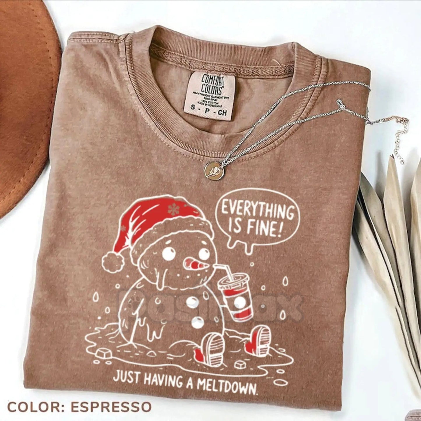 'Everything Is Fine' Meltdown Christmas Comfort Colors® Shirt – Funny Mom Holiday Tee, Cute & Sarcastic Crewneck Gift