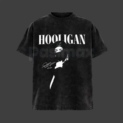 Hooligan Vintage Washed T-Shirt – Retro Distressed Graphic Tee, Lightweight Cotton Underground Streetwear Top