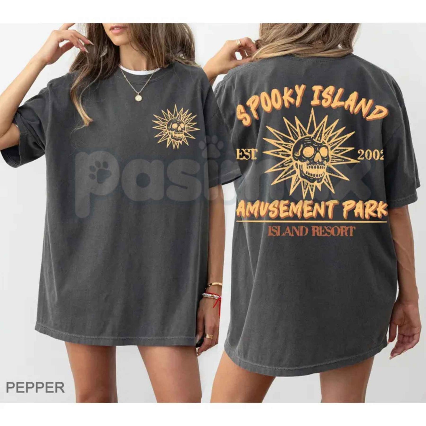 Comfort Colors® "Spooky Island" T-Shirt – Retro Halloween Nostalgia Graphic Tee, Y2K Horror Movie Aesthetic Unisex Top