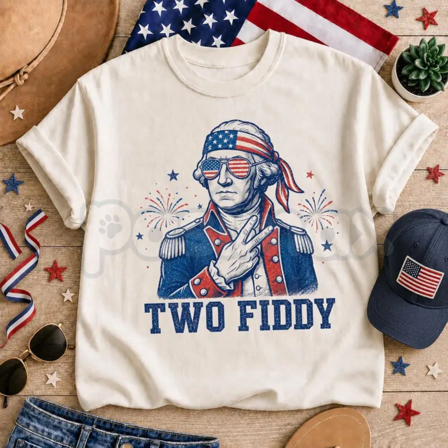 "Two Fiddy" George Washington T-Shirt – Retro 250th Anniversary Patriotic Meme Graphic Tee