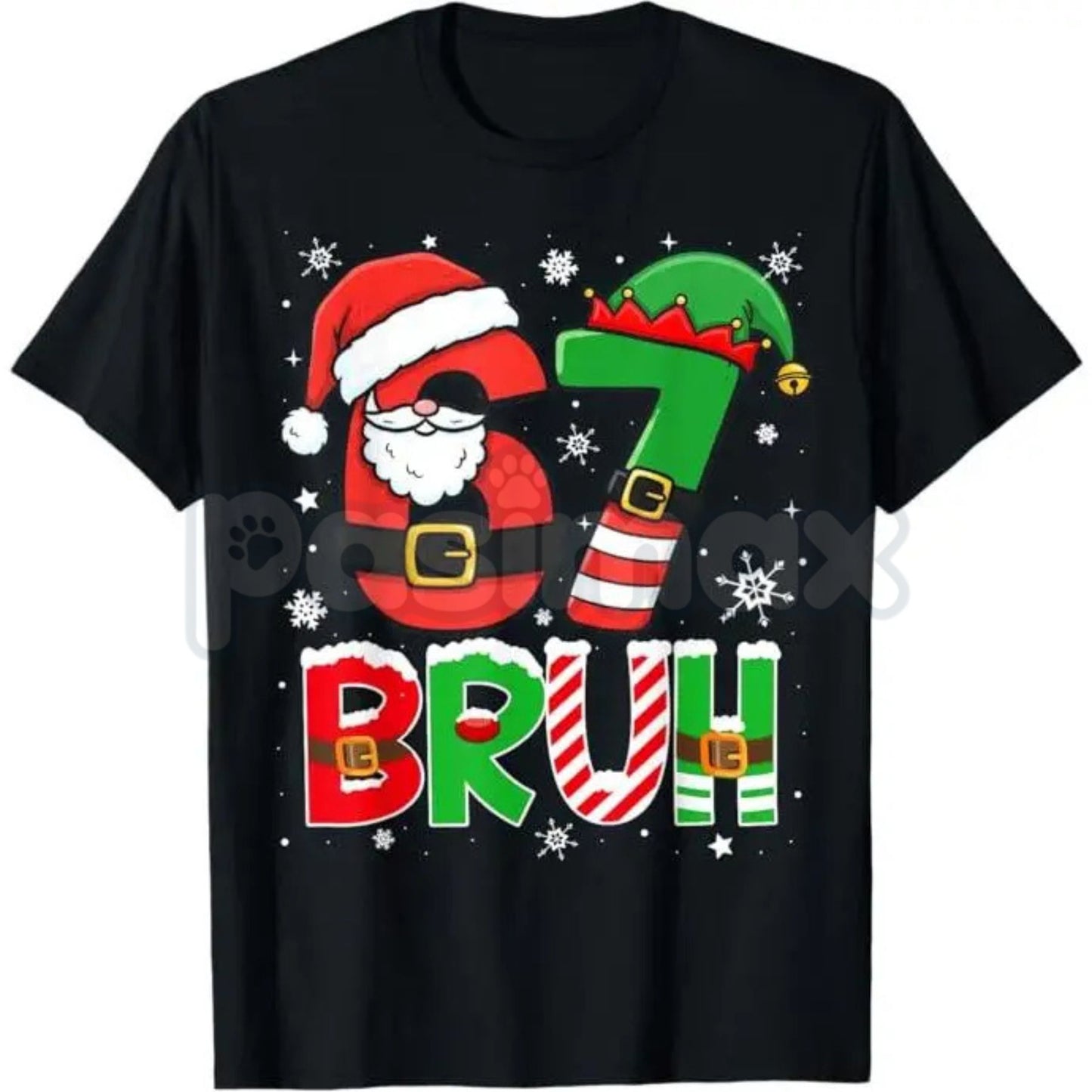 Bruh 67 Six Seven 6 7 Meme Christmas Funny T-Shirt - Viral Internet Holiday Tee, Absurd Niche Humor Apparel, Gen Z Christmas Gag Gift