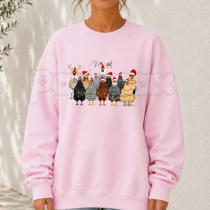 Funny Farm Animal Christmas Sweatshirt | Festive Hen & Rooster Holiday Crewneck