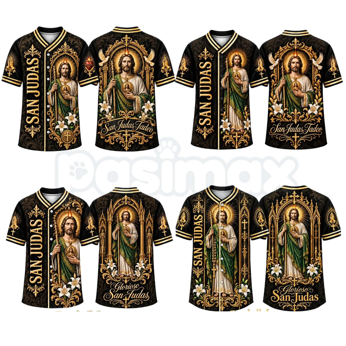 (Pre Order) San Judas Tadeo V-Neck T-Shirt & Baseball Jersey – Religious St. Jude Thaddeus Faith Shirt
