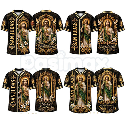 (Pre Order) San Judas Tadeo V-Neck T-Shirt & Baseball Jersey – Religious St. Jude Thaddeus Faith Shirt