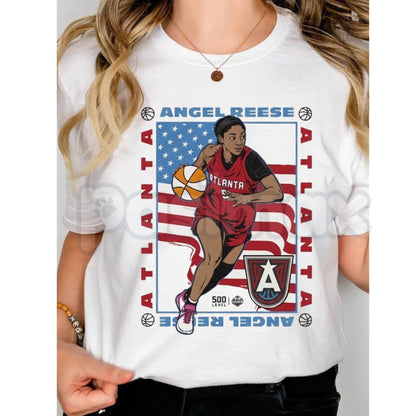 Angel Reese Atlanta Dream American Flag T-Shirt – Women's Basketball Graphic Tee