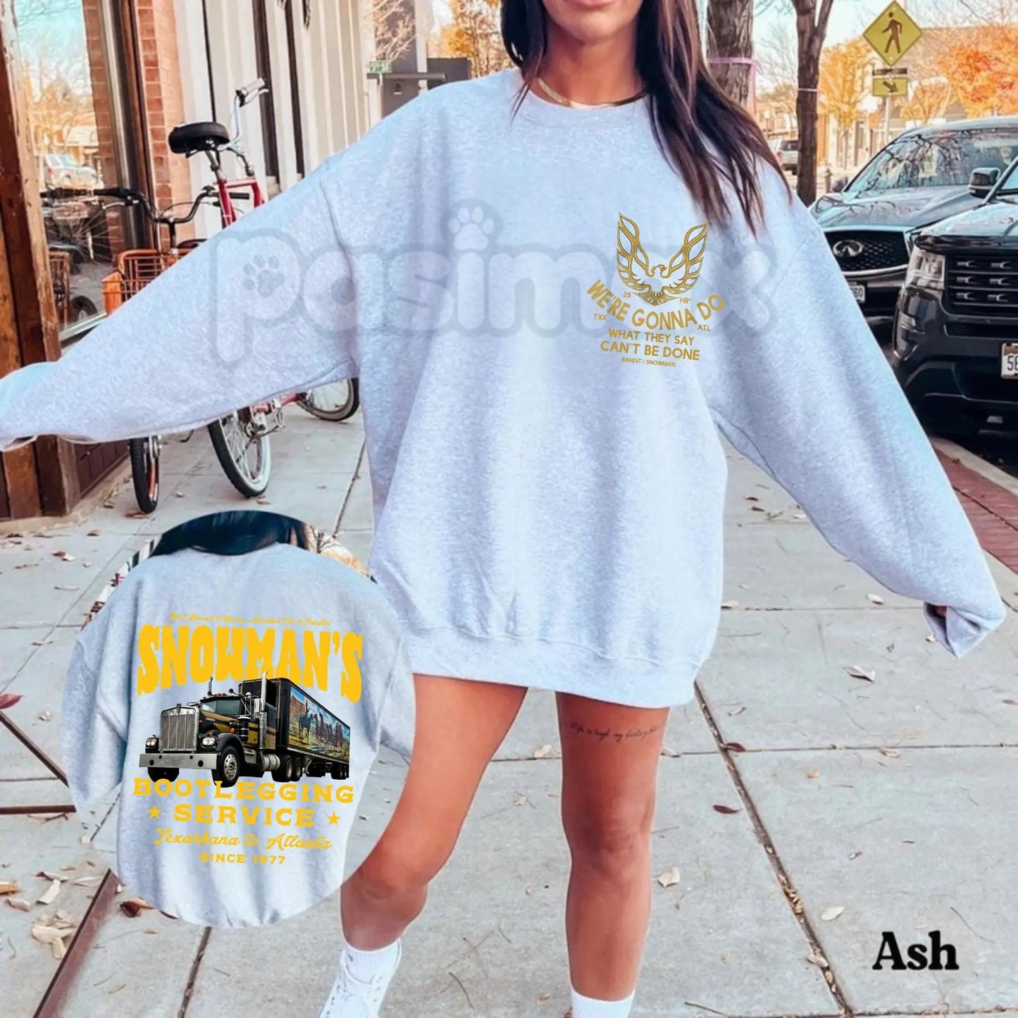 Funny Snowman's Bootlegging Service 2-Sided Sweatshirt | Prohibition Era Holiday Humor Crewneck