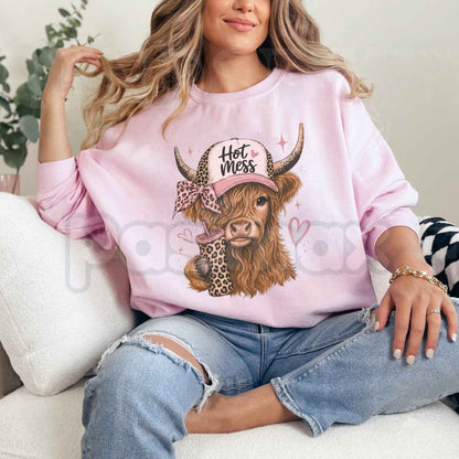 Highland Mess Graphic Sweatshirt | Cute Highland Cow Western Crewneck