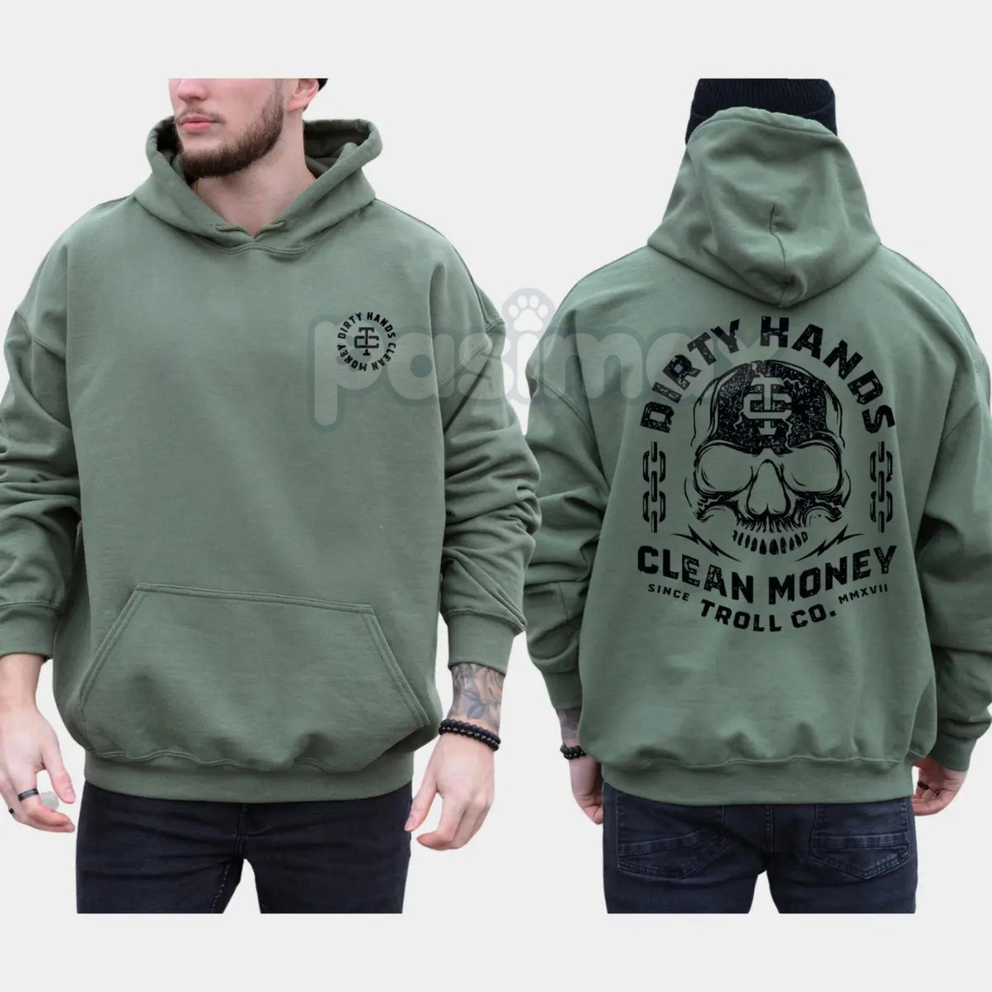 Dirty Hands Clean Money Hoodie – Hard Work Ethic Statement Pullover, Tradesman & Entrepreneur Apparel, Unisex