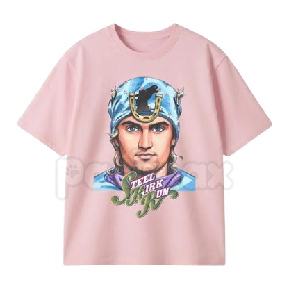 "Steel Kirk Run" JoJo & Star Trek Mashup T-Shirt – Kirky Joestar Graphic Tee, Premium 100% Cotton JJBA x Sci-Fi Top, Soft Lived-In Heavyweight Crossover Anime Shirt, Made in USA