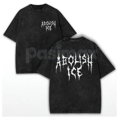 The Resistance Tour: ABOLISH ICE Heavy Metal Tee – Vintage Washed Distressed Streetwear, Radical Activist Graphic Top