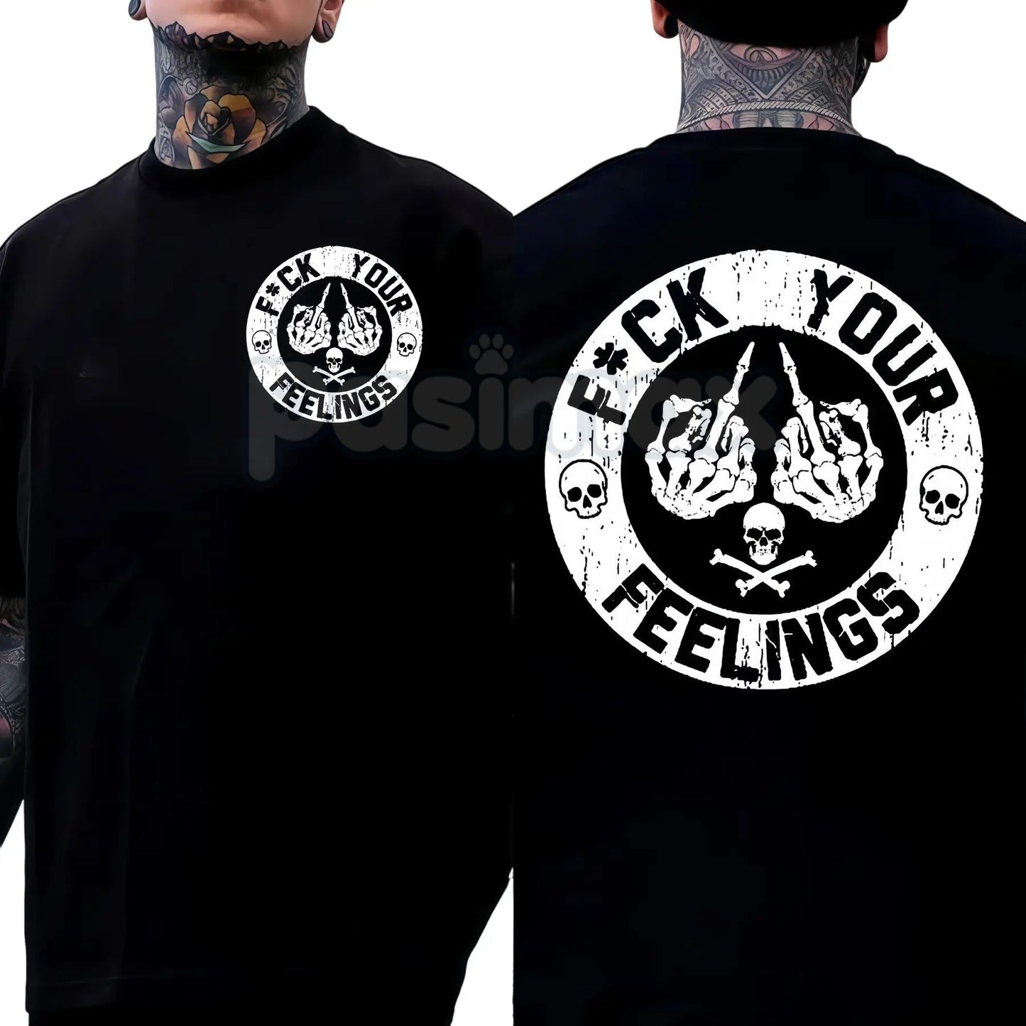 "F*ck Your Feelings" Skull T-Shirt - Bold Statement Graphic Tee, Edgy Sarcastic Attitude Shirt, Stoic Rebel Apparel