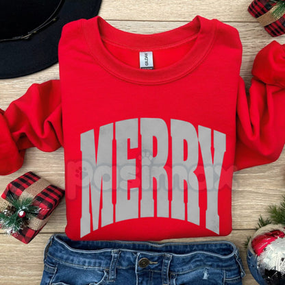 MERRY Christmas Holiday Sweatshirt | Elegant Festive Jumper | Classic Cozy High Neck Crewneck | Upscale Xmas Apparel