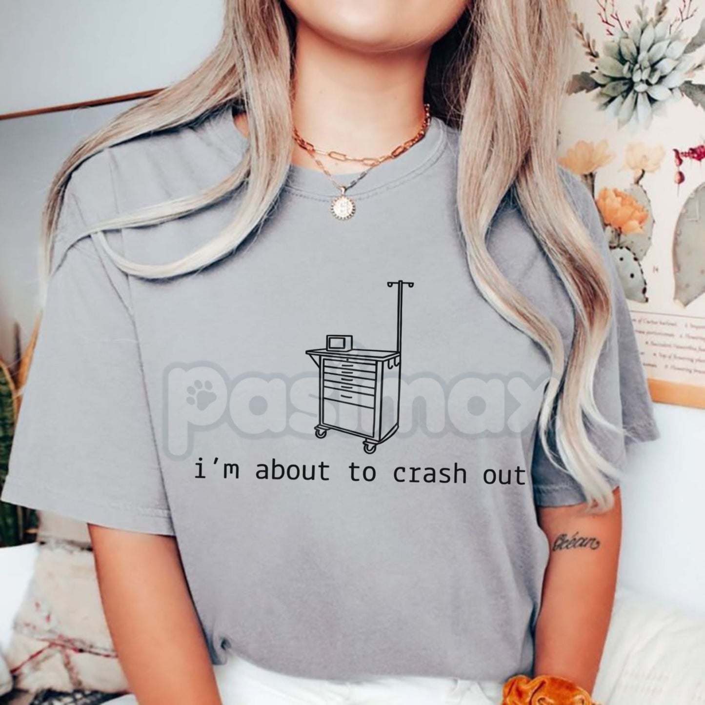 "I'm About To Crash Out" Funny Nurse T-Shirt - Relatable Medical Professional Graphic Tee, Dark Humor Healthcare Worker Shirt, Premium Heavyweight 100% Cotton Crewneck, ER & ICU Nurse Gift, Sarcastic Medical Streetwear