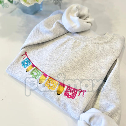 Maestra Papel Picado Embroidered Sweatshirt – Hispanic Culture Teacher Crewneck