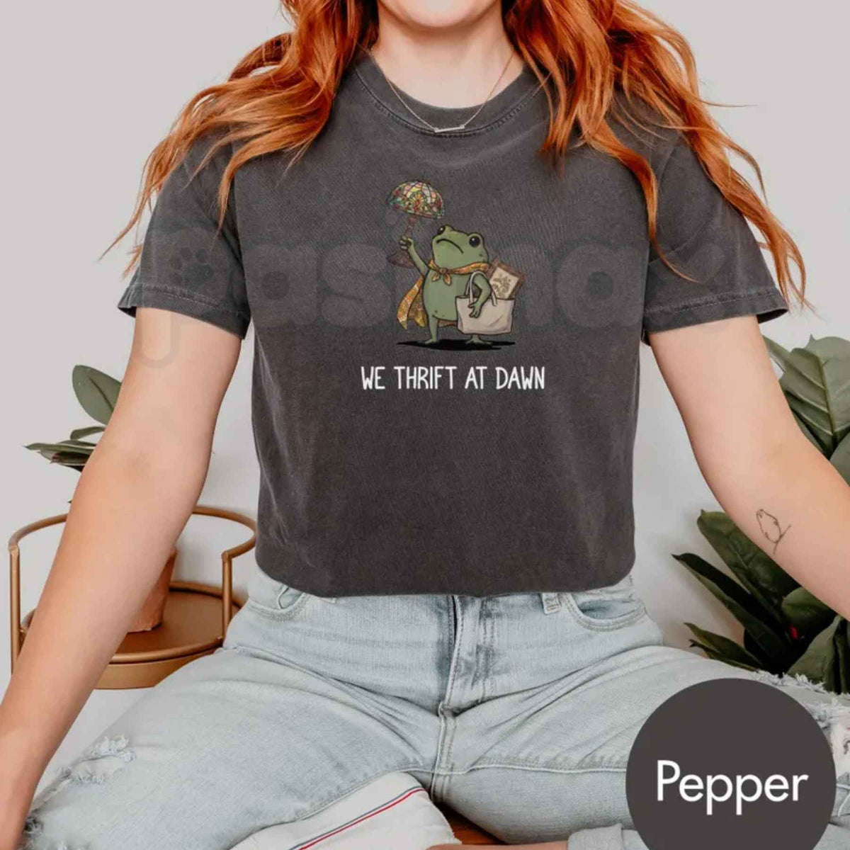 Comfort Colors® We Thrift At Dawn T-Shirt – Funny Frog Meme Thrifting Graphic Tee, Vintage Collector Unisex Top & Gift