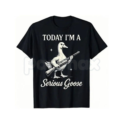 Serious Goose Graphic Shirt – Quirky Animal Art Hoodie & Funny Slogan Streetwear Sweatshirt