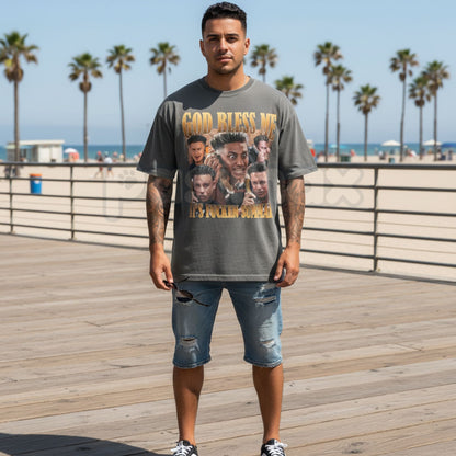 Comfort Colors® "God Bless Me It's Fucken Summah" T-Shirt – Funny Summer Vibe Graphic Tee, Retro Aesthetic Sarcastic Beach Shirt, Trendy Unhinged Summer Top