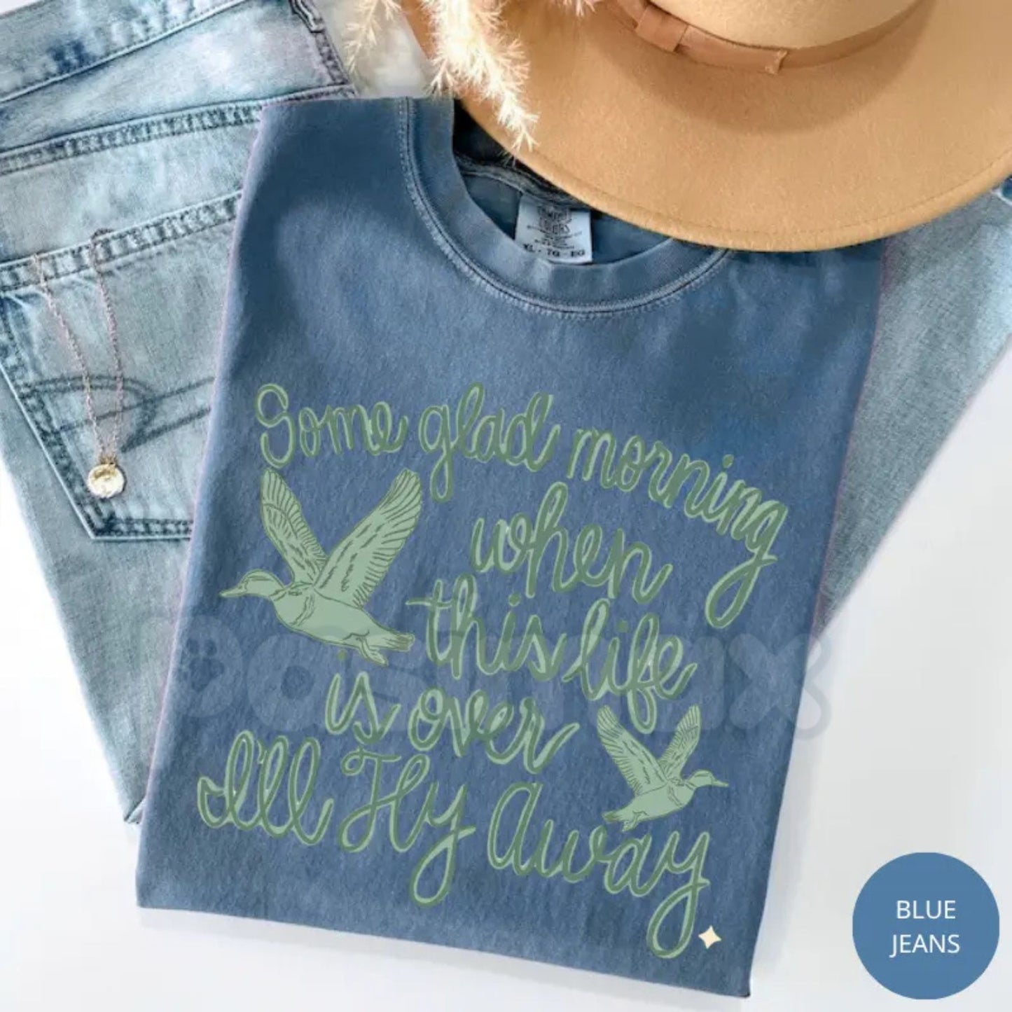 Comfort Colors® "I’ll Fly Away" T-Shirt – Some Glad Morning Christian Graphic Tee, Vintage Hymn-Inspired Shirt, Aesthetic Faith-Based Apparel