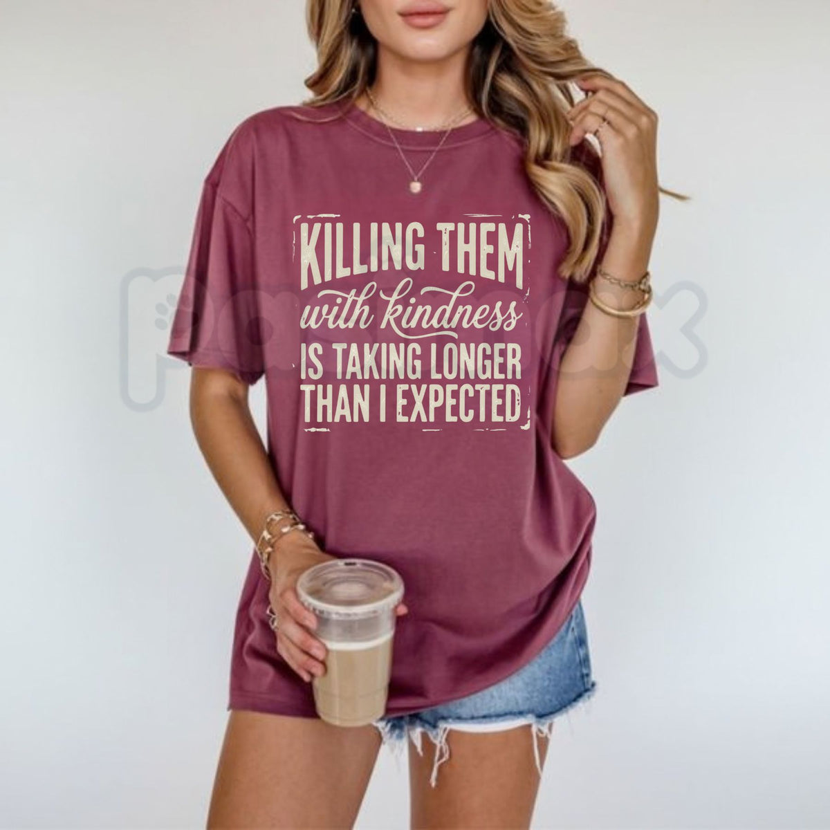 Comfort Colors® Funny Killing Them With Kindness T-Shirt – Snarky Sarcastic Graphic Tee, Passive-Aggressive Vintage Unisex Top & Gift