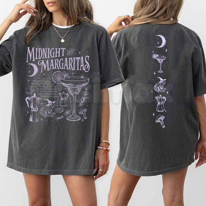 Comfort Colors® "Midnight Margaritas" 2-Sided T-Shirt – Retro Aesthetic Spooky Season Graphic Tee, Whimsical Witchy Vibes Unisex Top