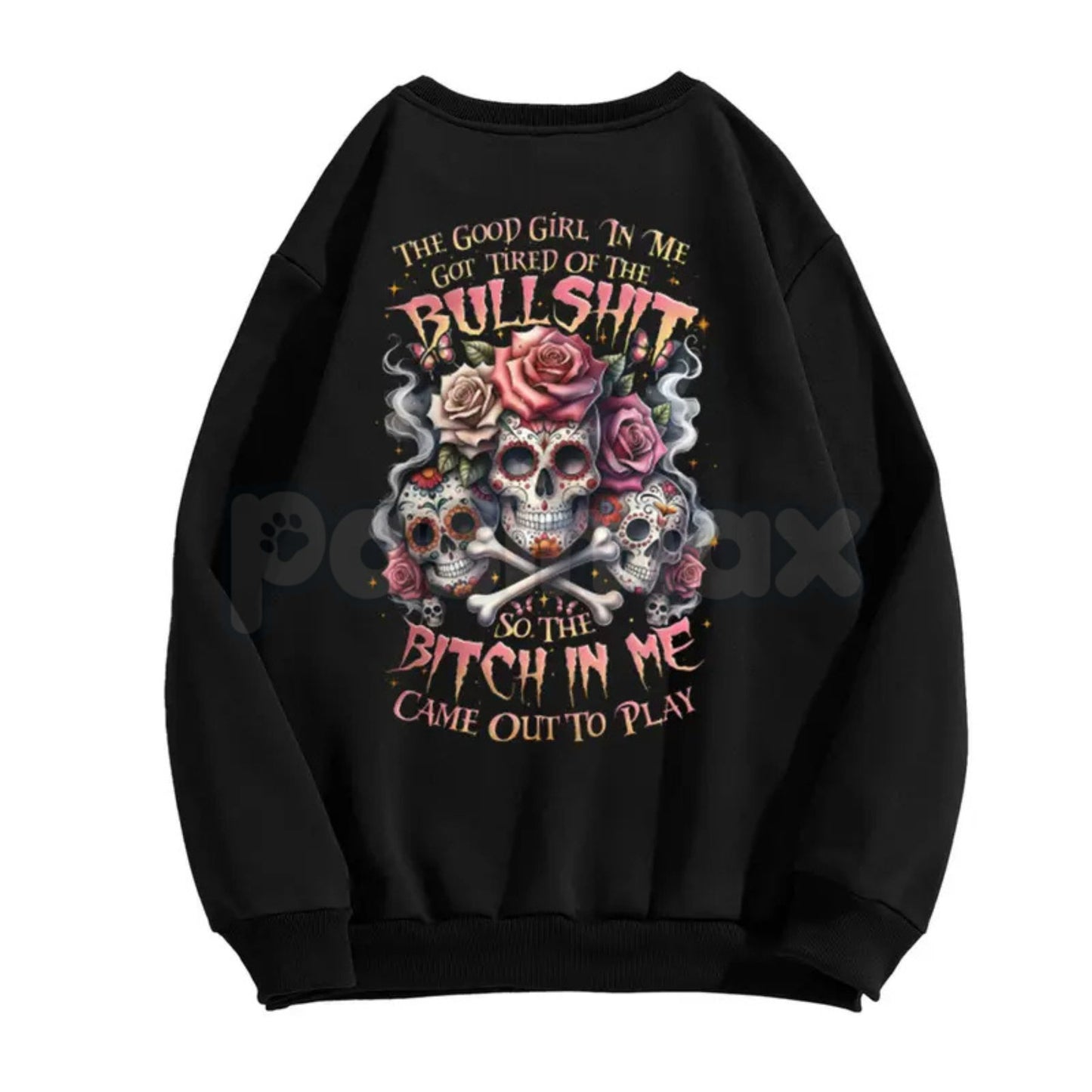 The Good Girl In Me Got Tired – Lady's Skull Graphic Hoodie, Edgy Sweatshirt & Vintage T-Shirt