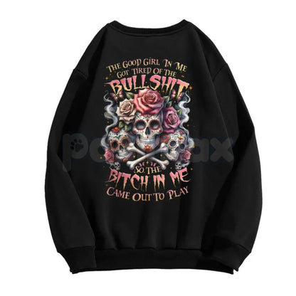 The Good Girl In Me Got Tired – Lady's Skull Graphic Hoodie, Edgy Sweatshirt & Vintage T-Shirt