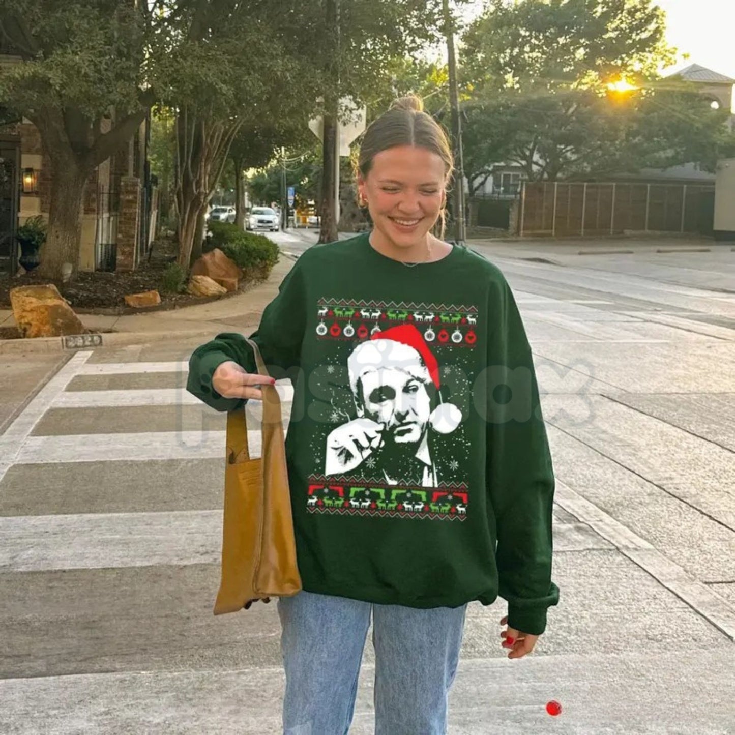 Tony Soprano Ugly Christmas Sweatshirt | Funny Mafia Holiday Jumper | Sopranos TV Show Fan Crewneck | Bada Bing Xmas Gift