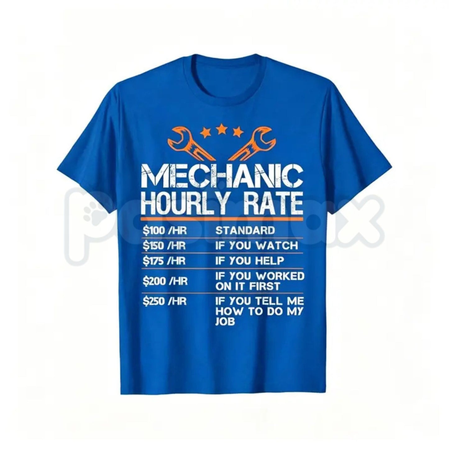 Funny Mechanic Hourly Rate T-Shirt – Auto Repair Labor Rates Novelty Quote Graphic Tee